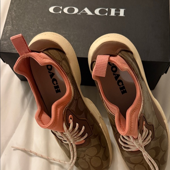 Coach Women's Sneakers in Brown and Coral
